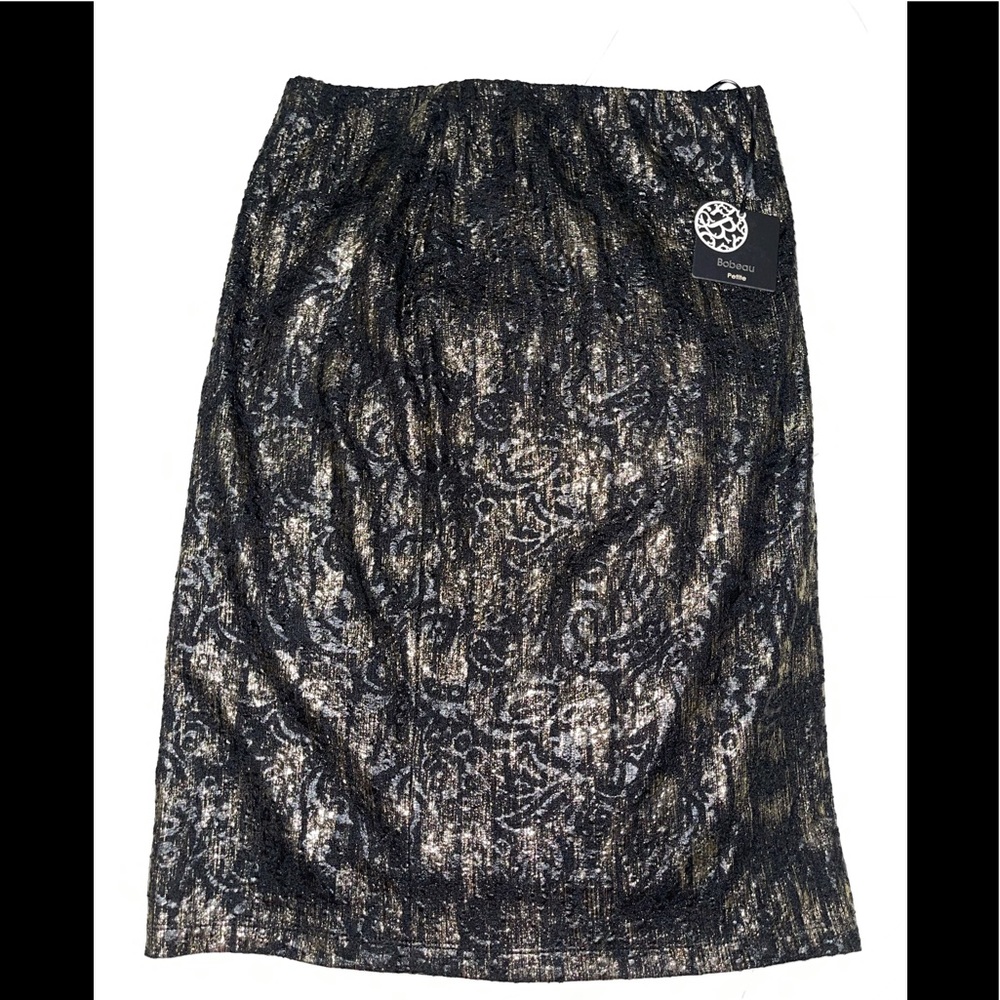 NEW Bobeau Midi Patterned Skirt Petite Large